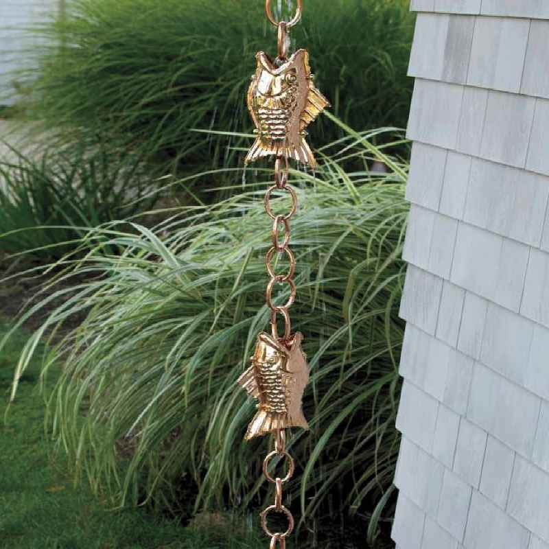Handcrafted Fish Rain Chain - Copper